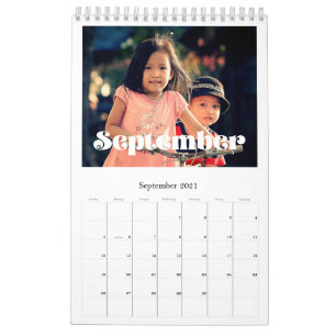 Calendário de família com letra retrô vintage 2027