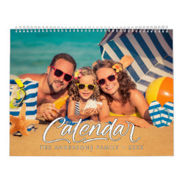 Calendário de Família de Fotos Moderno e Elegante
