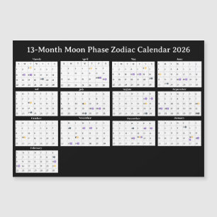 Calendário de Fases da Lua do Zodíaco de 13 Meses
