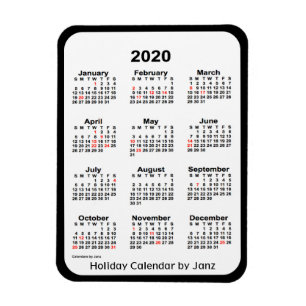 Calendário de feriado preto 2020 por ímã Janz