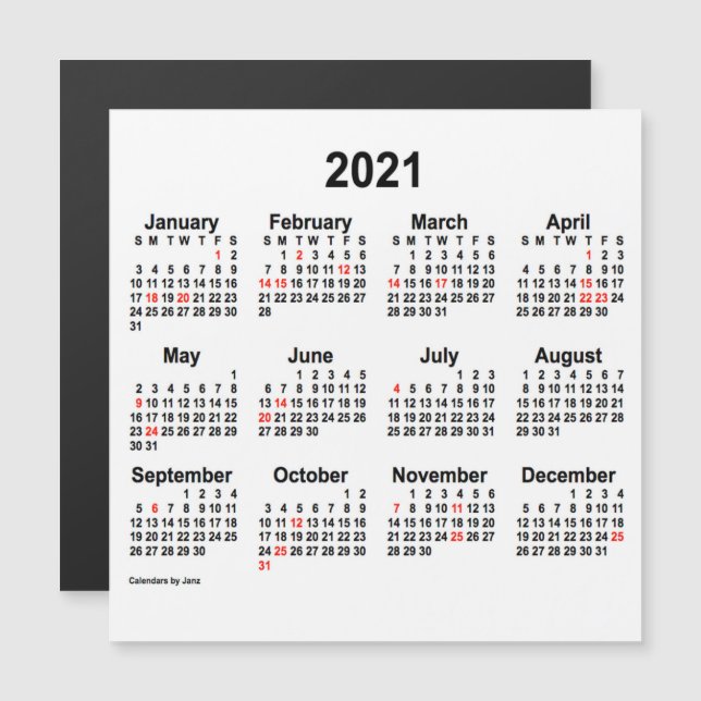 Calendário de Férias 2021 por meio do Imagro 5x5 d (Frente/Verso)