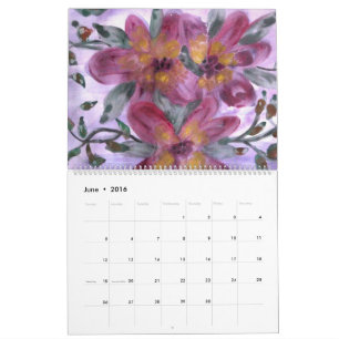 Calendário de Flor de Aquarela