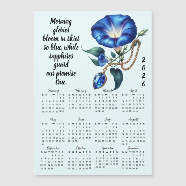 Calendário de Flor e Pedra de Nascimento de Setemb (Frente)
