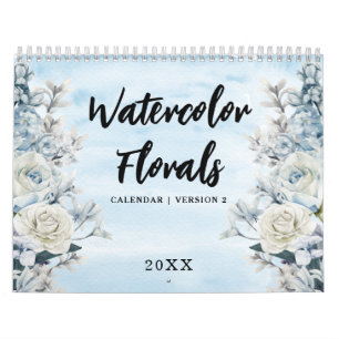 Calendário de Florais de Aquarela