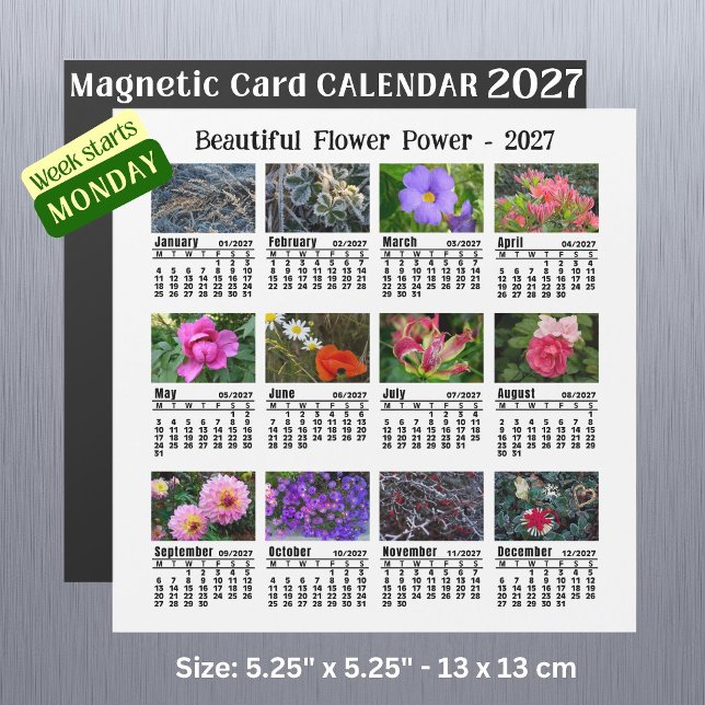 Calendário de Flores 2027 - Cartão magnético de se (Criador carregado)