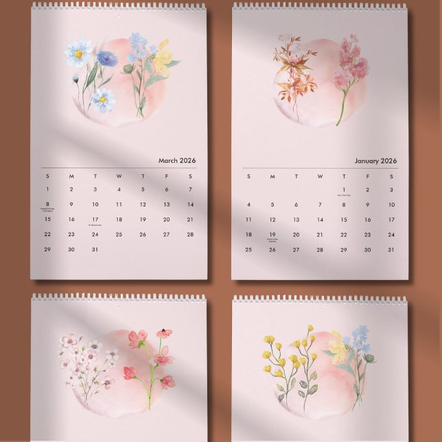 Calendário de Flores Aquarela 2026 (Criador carregado)