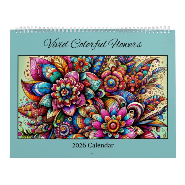 Calendário de Flores Coloridas Vibrantes de 2026 (Capa)