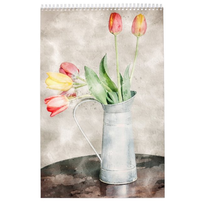 Calendário de Flores de Aquarela (Capa)