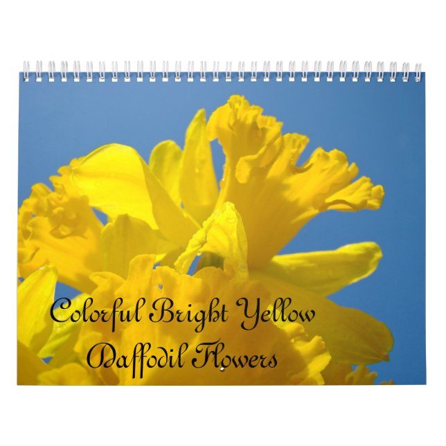 Calendário de Flores de Narcisos Amarelos Vibrante (Capa)