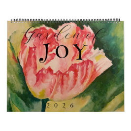 Calendário de Flores em Aquarela de 2 Páginas por