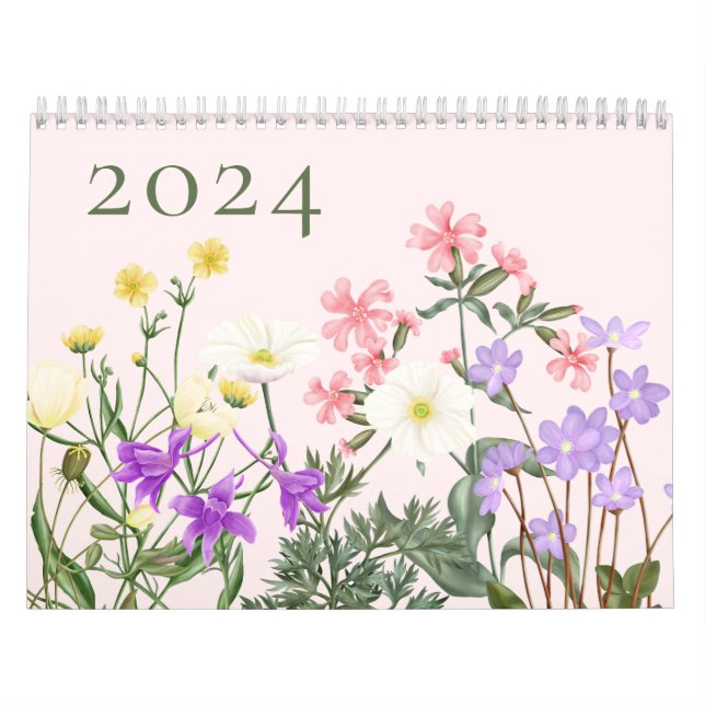 Calendário de Flores Selvagens de Nordens Rosa (Capa)