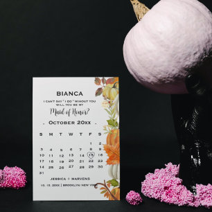 Calendário de folhas de abóbora de outono convite 