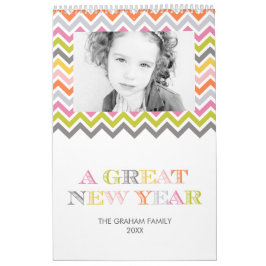 Calendário de Foto Chevron Colorido