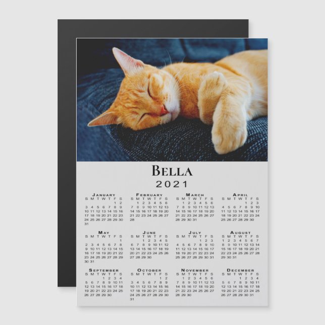 Calendário de Foto e Nome de Pet Personalizado 202 (Frente/Verso)