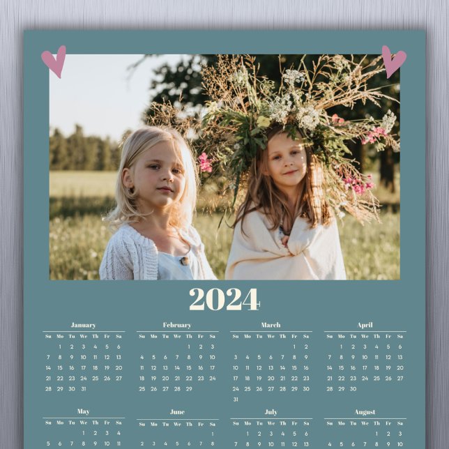 Calendário de Fotografias da Família 2024 Verde Ma (Choose a favorite picture to send to family & friends. Can customize with a name too with the year.)