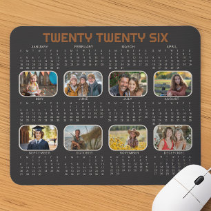 Calendário de Fotos 2026 Ano Completo Mousepad Pre