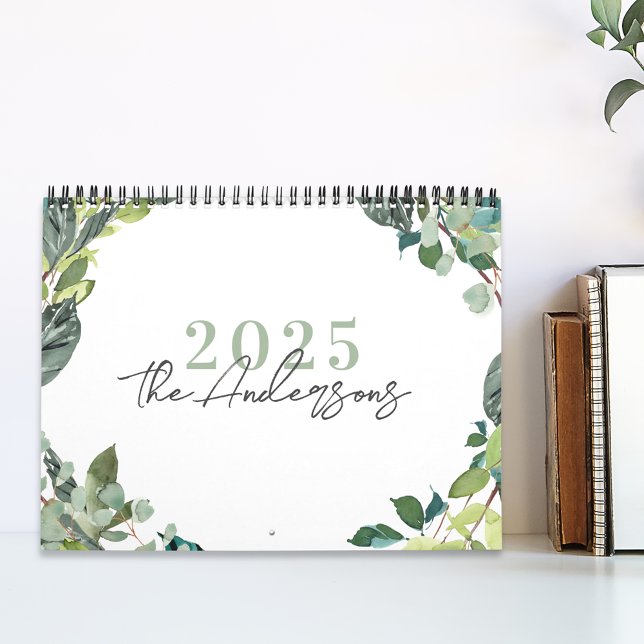 Calendário de Fotos Aguarela Rústica 2025 (Criador carregado)