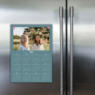 Calendário de Fotos da Família 2025 Verde Magnet