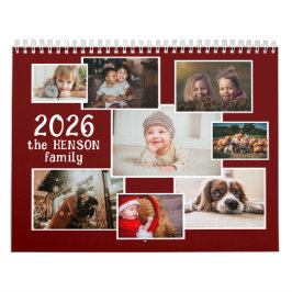 Calendário de Fotos da Família 2026 com 12 Fotos M