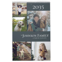 Calendário de Fotos da Família em Cores Elegantes