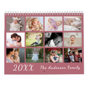Calendário de Fotos da Família Moderno 2026 – Rosa