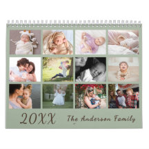 Calendário de Fotos da Família Moderno 2026 – verd