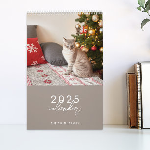 Calendário de Fotos de Caligrafia Simples Moderna