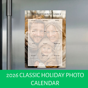 Calendário de fotos de feriado clássico 2026