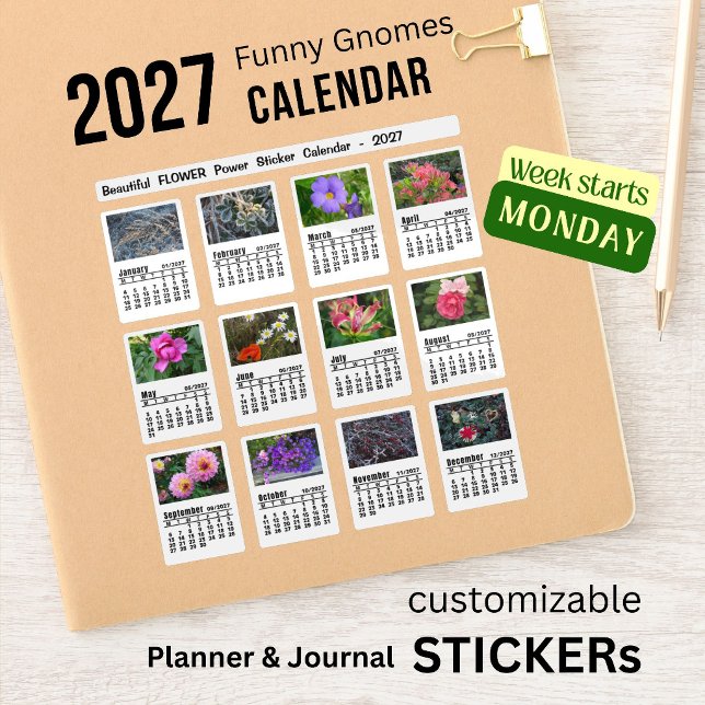 Calendário de Fotos de Flores 2027 com Adesivos de (Criador carregado)