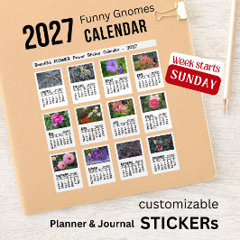 Calendário de Fotos de Flores de 2027 com Adesivos