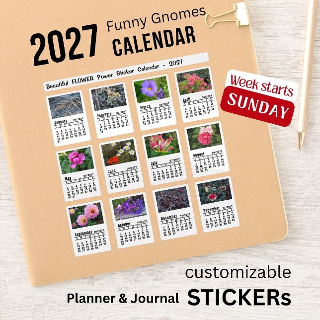 Calendário de Fotos de Flores de 2027 com Adesivos (Criador carregado)