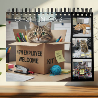 Calendário de Fotos de Gatos Divertidos no Escritó