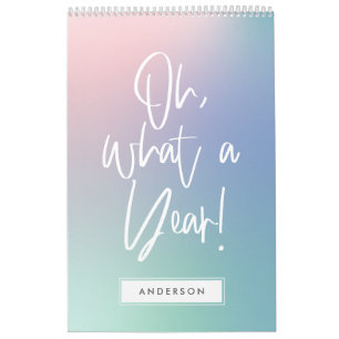 Calendário de fotos do arco-íris pastel colorido