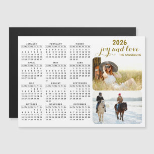 Calendário de Fotos Moderno 2026 Magnet Preto Bran