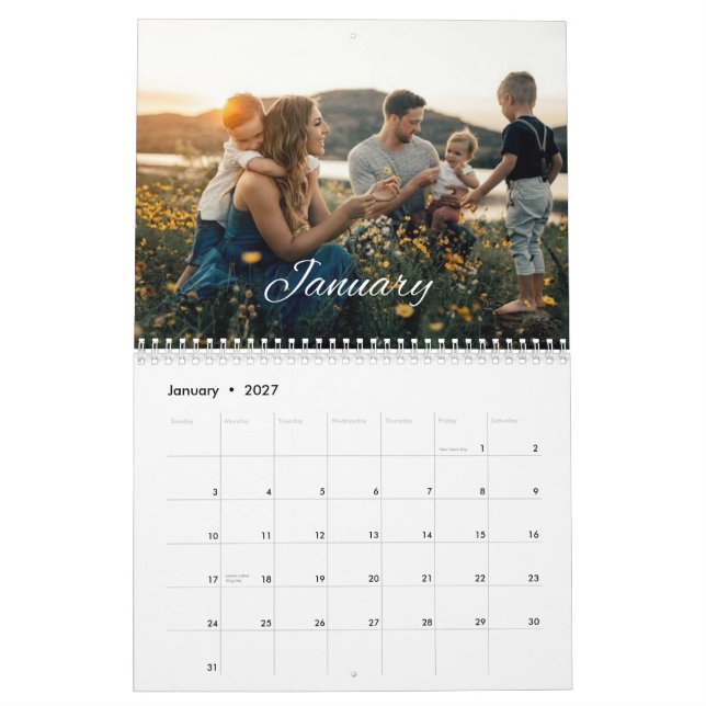 Calendário de Fotos Personalizado da Família 2024 (Jan 2027)