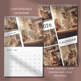 Calendário de Fotos Personalizado Minimalista Famí