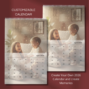 Calendário de Fotos Personalizado Minimalista Famí