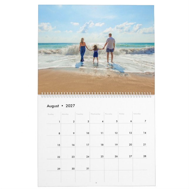 Calendário de Fotos Personalizado Presente Texto P (Ago 2027)