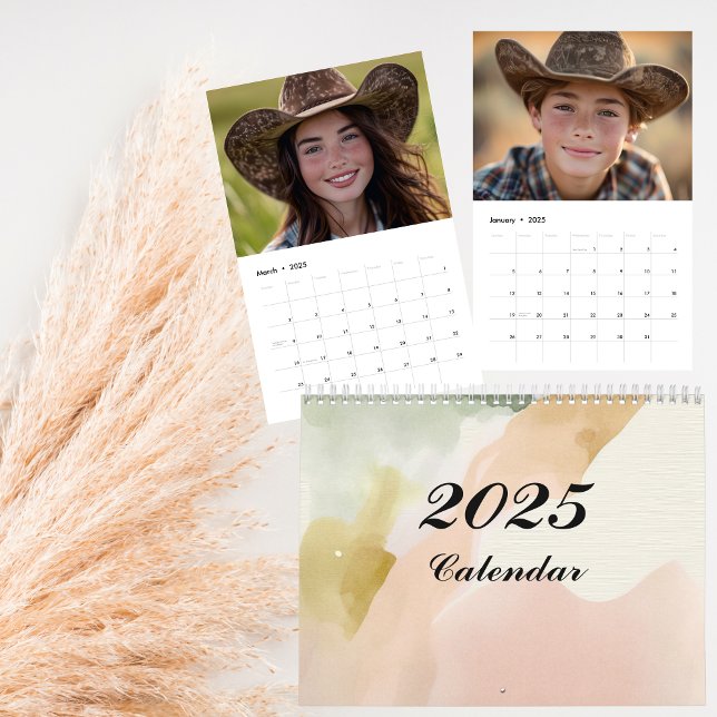 Calendário de Fotos Personalizável de 12 meses par (Start your new year with this beautiful 2025 boho calendar)