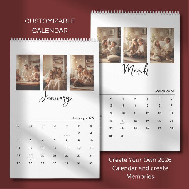 Calendário de Fotos Simples Moderno (Criador carregado)