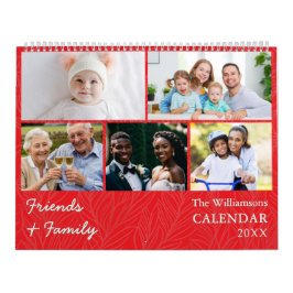 Calendário de Fotos Vermelhas de Família e Amigos