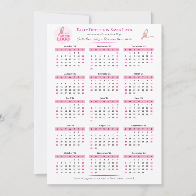 Calendário de Friso de 15 Meses para Sensibilizaçã (Frente)