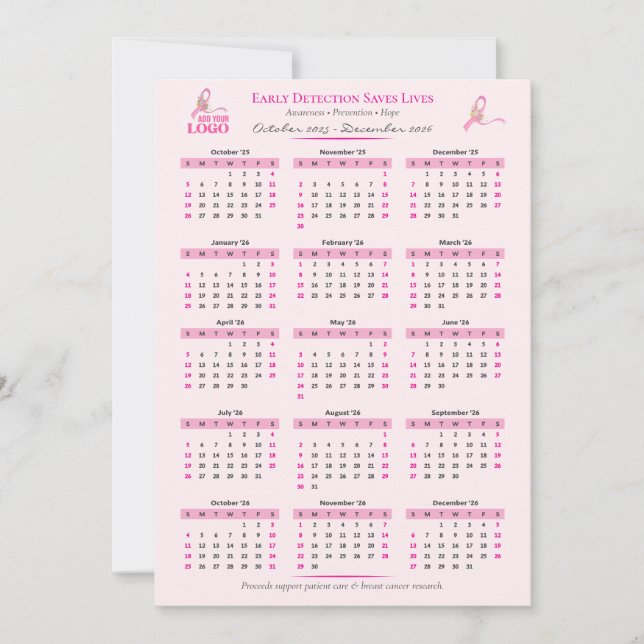 Calendário de Friso de 15 Meses para Sensibilizaçã (Frente)