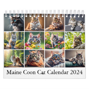 Calendário de Gato do Maine Coon - Pintura Digital