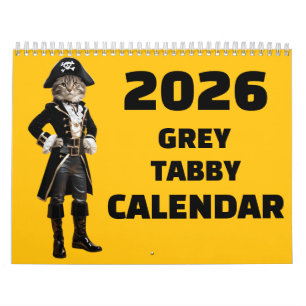 Calendário de Gato Listrado Cinza