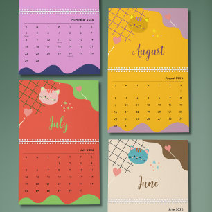 Calendário de Gatos Coloridos Fofos 2026