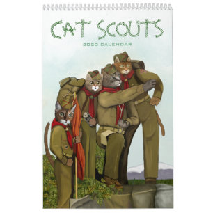 Calendário de Gatos de Camping Gato 2020 Cute & F