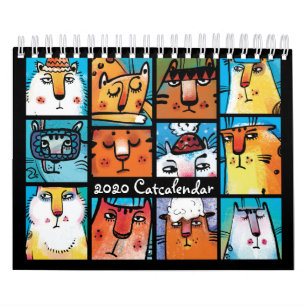Calendário de Gatos Ilustrado e Divertido