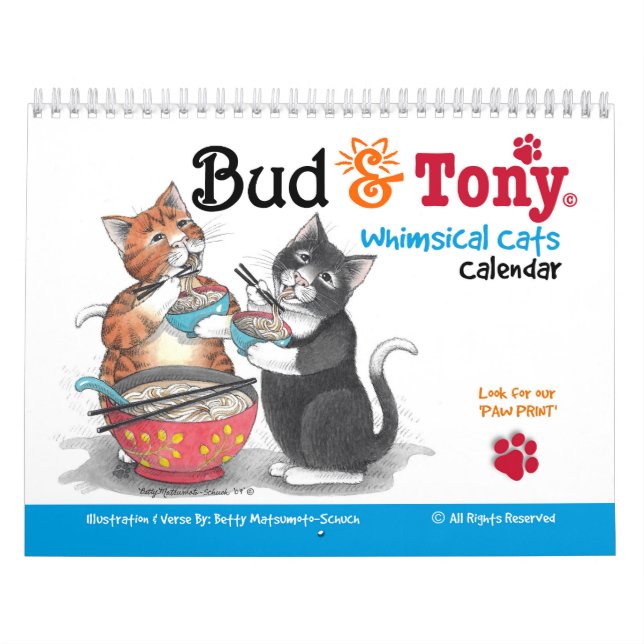 Calendário De Gatos Whimsical Apresentando Bud & T (Capa)