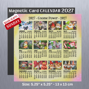 Calendário de Gnome de Foto Personalizada de 2027